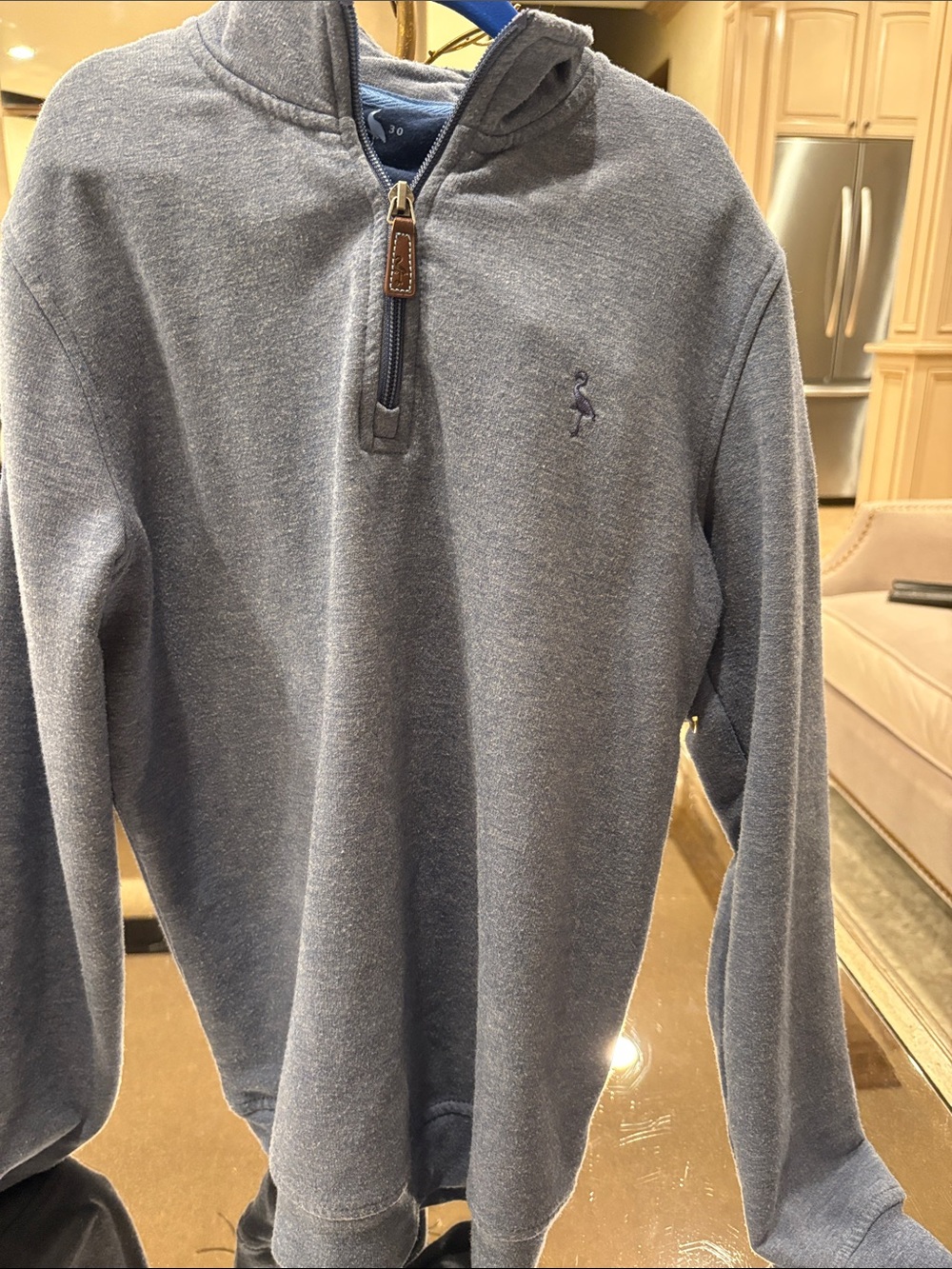 Original Penguin Boys Heather Blue Quarter-Zip Pullover